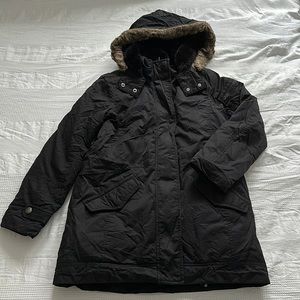 Banana Republic coat with faux fur hood